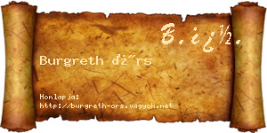Burgreth Örs névjegykártya